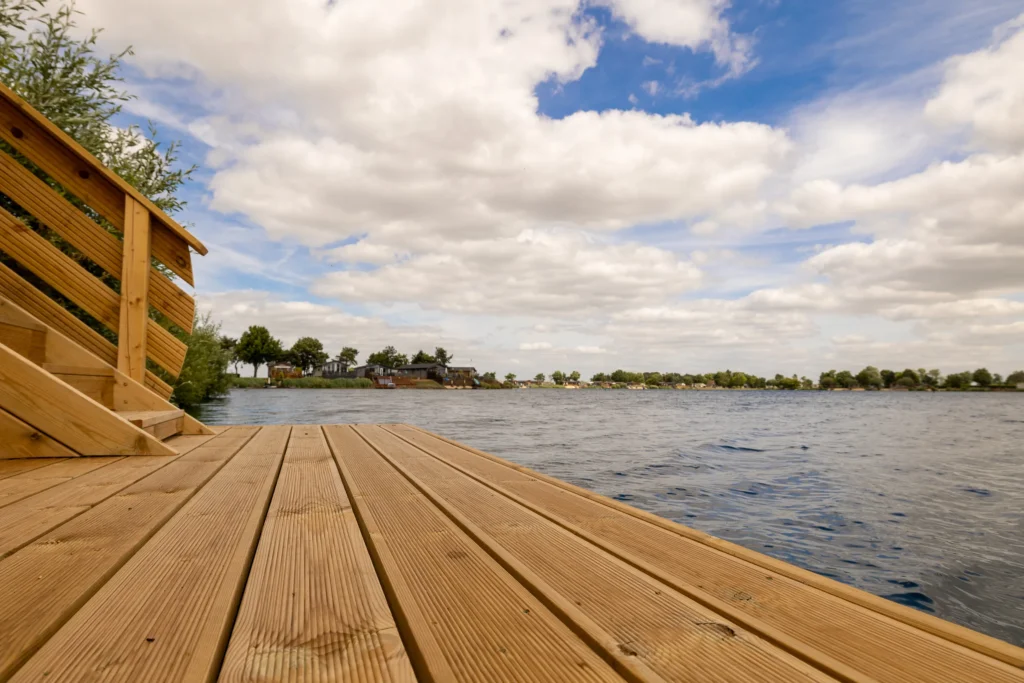Decking leading down to the lake